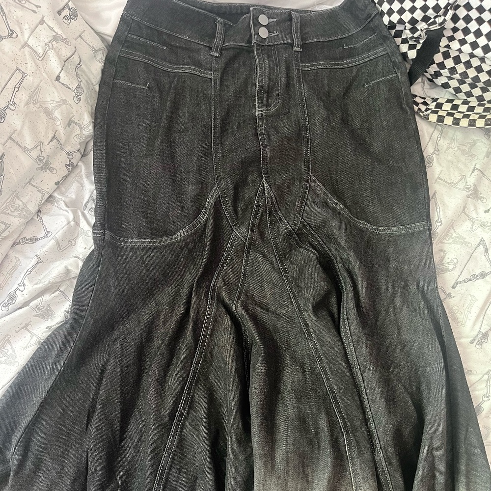 Dolls Kill Black Jean Mermaid Skirt Sz: L